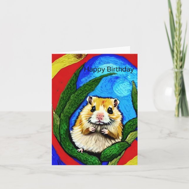Cute Hamster Birthday Card Kort (Framsida)