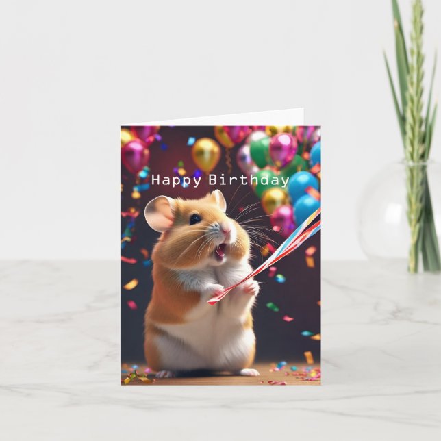 Cute Hamster Birthday Card Kort (Framsida)