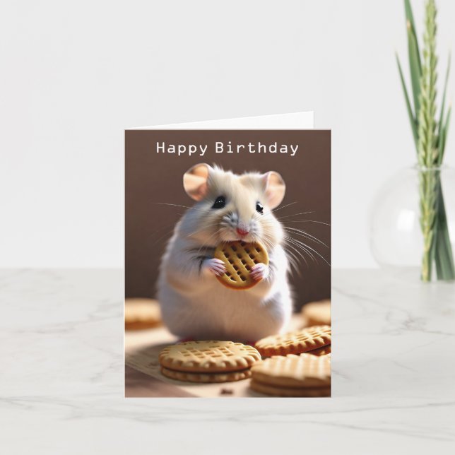 Cute Hamster Birthday Card Kort (Framsida)