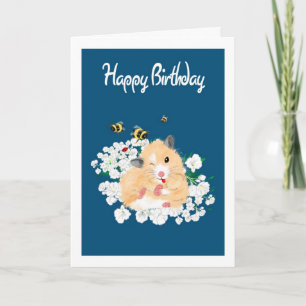Cute Hamster Birthday Card - lägg till eget hälsni Kort