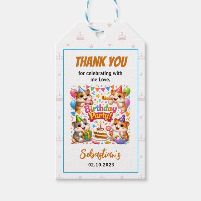 Cute Hamster Birthday Party | Kids Animal Presentetikett (Framsidan)