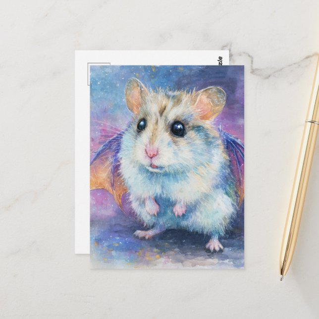 Cute Hamster Dragon Vykort (Fram/Back In Situ)