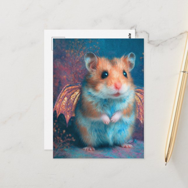Cute hamster drake vykort (Fram/Back In Situ)