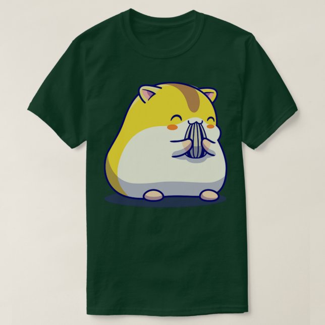 Cute Hamster Eating Solrosfrö Tecknad1 T Shirt (Design framsida)