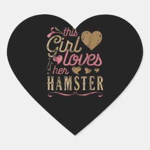 Cute Hamster för den här tjejen Älskare Hjärtformat Klistermärke