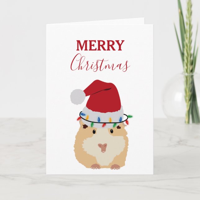 Cute Hamster Funny Animal Santa Hat jul Kort (Framsida)