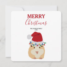 Cute Hamster Funny Animal Santa Hat-julkort