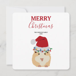 Cute Hamster Funny Animal Santa Hat-julkort Kort