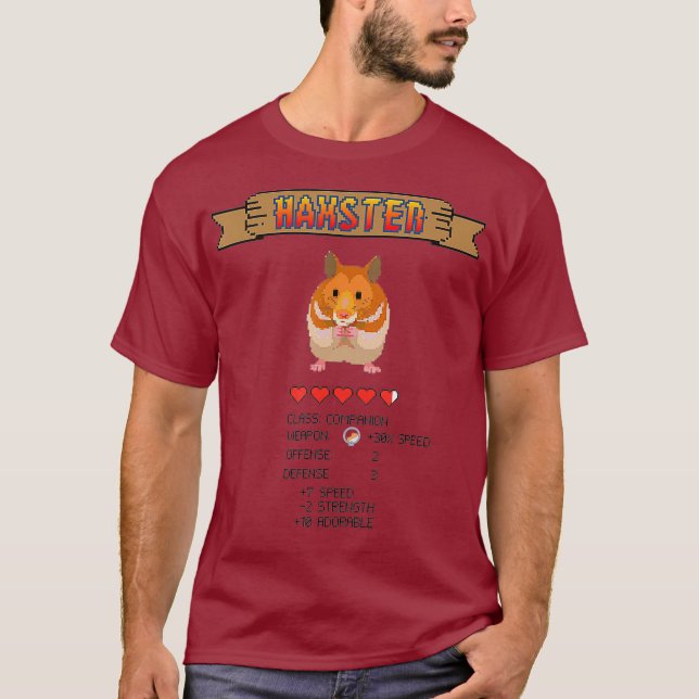 Cute Hamster Gerbil Retro 8-bitars Pixel-videospel T Shirt (Framsida)