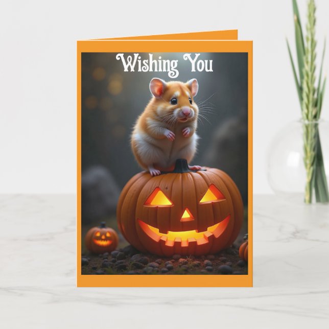 Cute Hamster Halloween-kort Helgkort (Framsida)