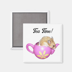 Cute Hamster i Rosa Tekanna med Daisy Photo Magnet