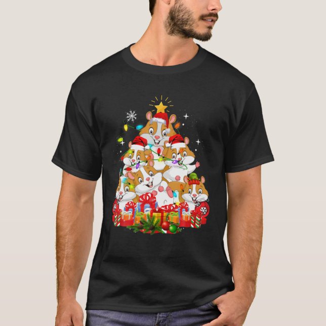 Cute Hamster Julgran T Shirt (Framsida)