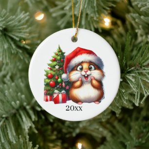 Cute Hamster lägger till datum och meddelande jul Julgransprydnad Keramik
