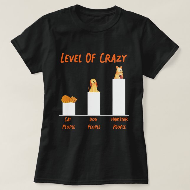 Cute Hamster Level of Crazy Cat People Hund People T Shirt (Design framsida)