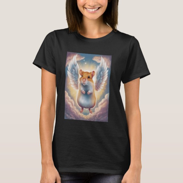 Cute Hamster med angel Vingar bland molnsprit T Shirt (Framsida)