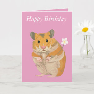 Cute Hamster med blomma Kort