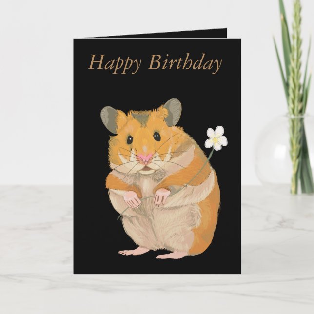 Cute Hamster med blomsterkort Kort (Framsida)