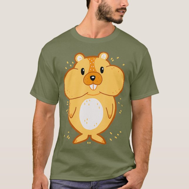 Cute Hamster med Fullt Hoarders Cheeks T Shirt (Framsida)