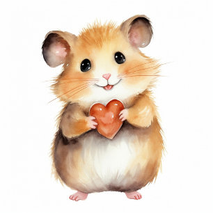 Cute Hamster med Heart Neck Tie Slips