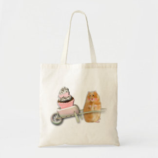 Cute hamster med konstgjord muffin-illustration tygkasse