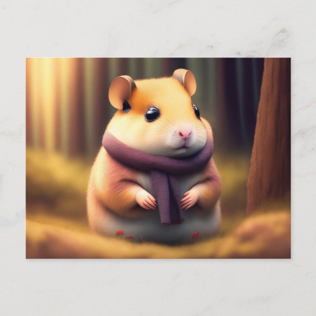Cute Hamster med scarf Vykort (Framsida)
