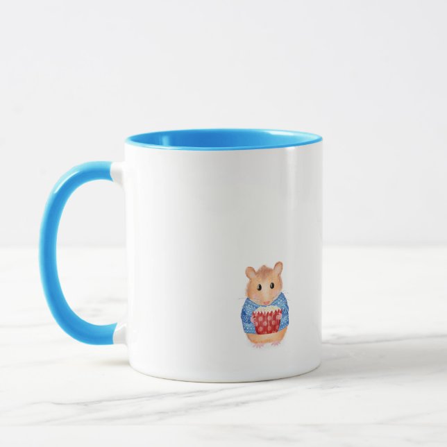 Cute hamster med tårta mugg-födelsedagspresent mugg (Vänster)