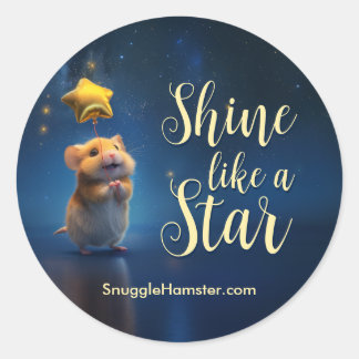 Cute Hamster med text Shine som en stjärna Runt Klistermärke