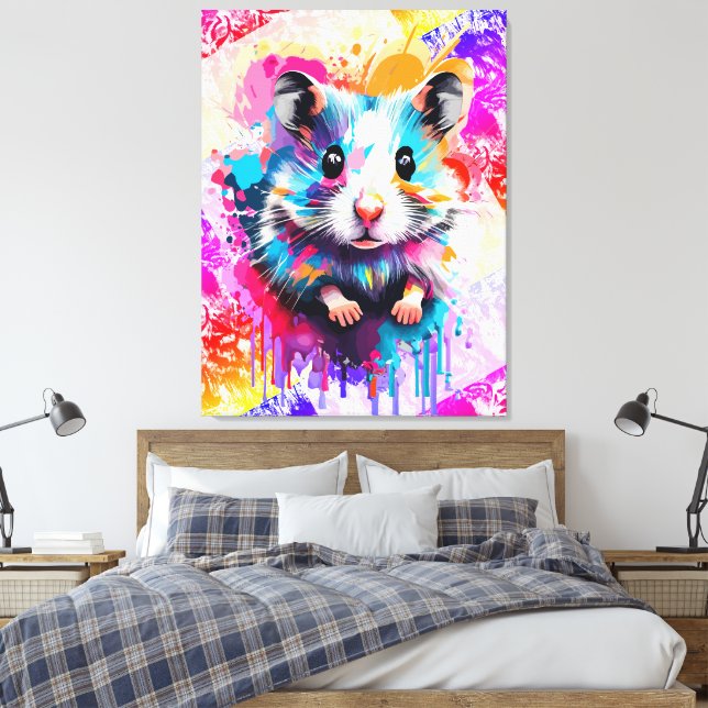 Cute Hamster Metall Print - Colorful Hamster Canvastryck (Insitu (sovrum))