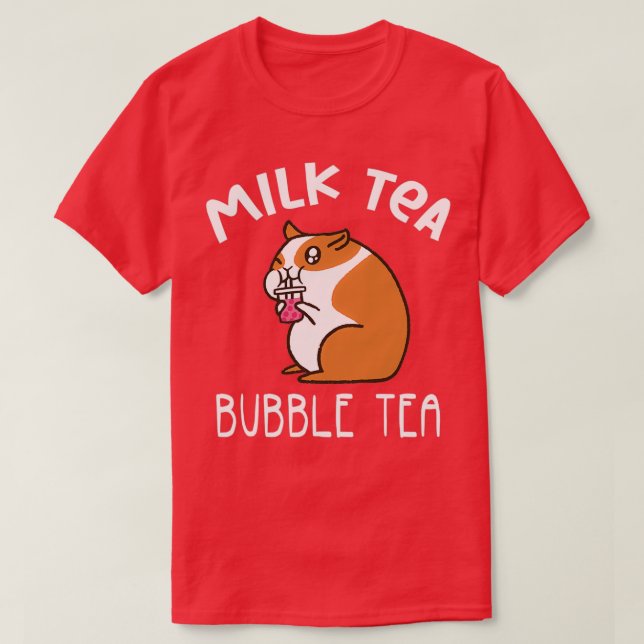 Cute Hamster Mjölk Tea Bubble Tea T Shirt (Design framsida)