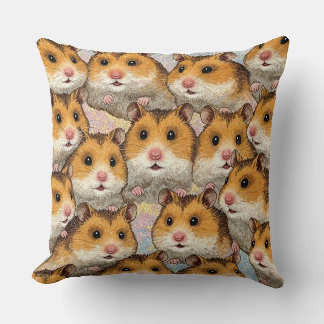 Cute Hamster Mosaic Mönster Kudde (Framsida)