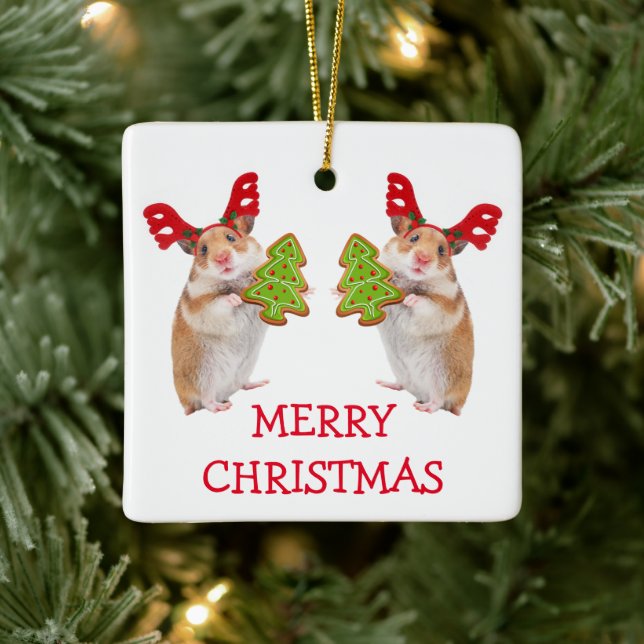 Cute Hamster/Mouse-jul Julgransprydnad Keramik (Träd)