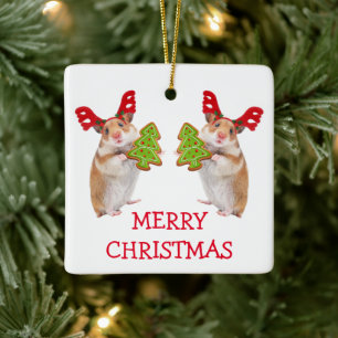 Cute Hamster/Mus jul Julgransprydnad Keramik