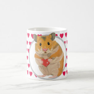 Cute Hamster och Red Hearts Coffee Mugg