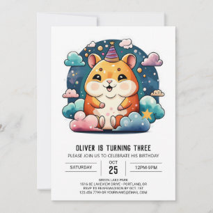 Cute Hamster Printable Birthday Inbjudningar