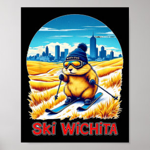 Cute Hamster Skiing Äventyr i Wichita Ski Kansa Poster