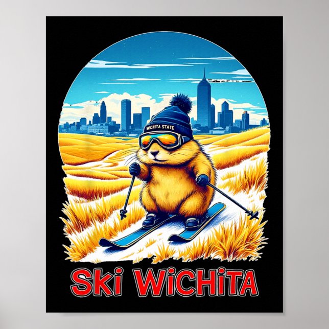 Cute Hamster Skiing Äventyr i Wichita Ski Kansa Poster (Framsidan)