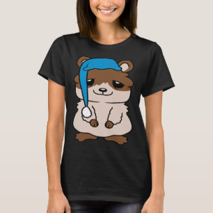Cute Hamster Sömnkapp Öga Ringar Sömnig Tired Nigh T Shirt