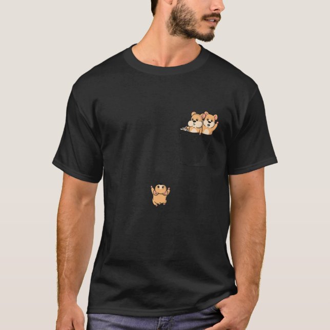 Cute Hamster spelar i Pocket T Shirt (Framsida)