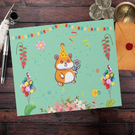 Cute Hamster Thned Barn Födelsedagsfest Presentpapper