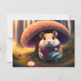 Cute hamster under Mushroom Vykort