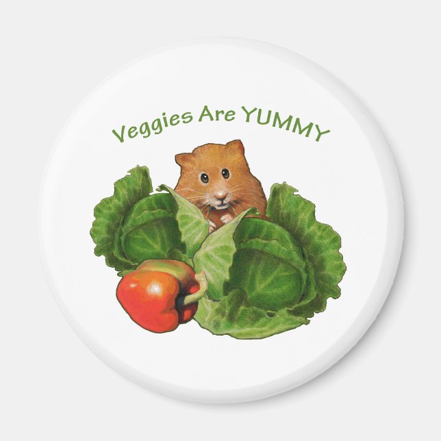 Cute Hamster: Veggies är Yummy: Health, Nutrition Magnet (Framsidan)