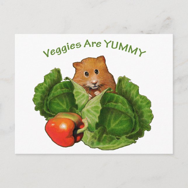 Cute Hamster: Veggies är Yummy: Health, Nutrition Vykort (Framsida)