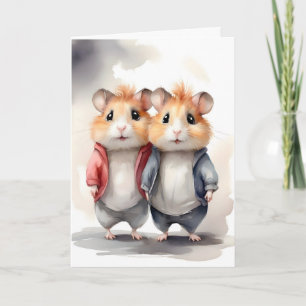 Cute Hamsters Jacka Best Pals Friends Porträtt Kort