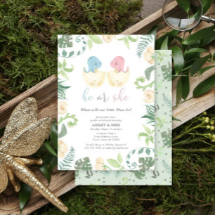 Cute Han eller hon Dinosaur Gender Reveal Jungle Inbjudningar