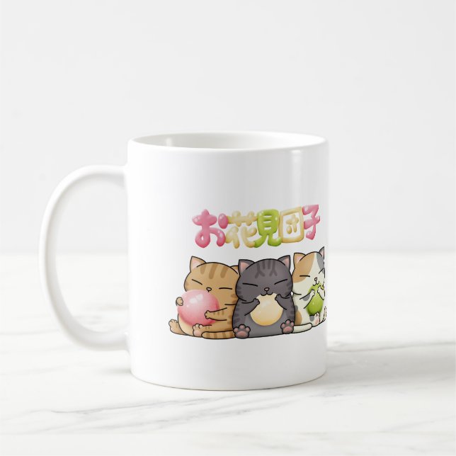 Cute Hanami Dango Cat Trio Kaffemugg (Vänster)