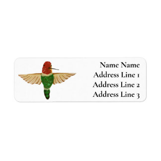 Cute Hand-dragen Anna's Hummingbird Returadress Etikett