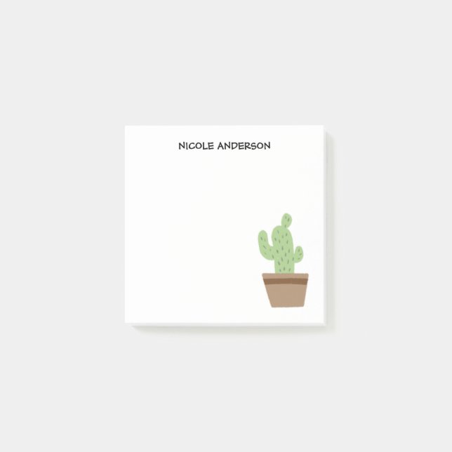 Cute Hand-dragen Cactus Post-it Block (Framsida)