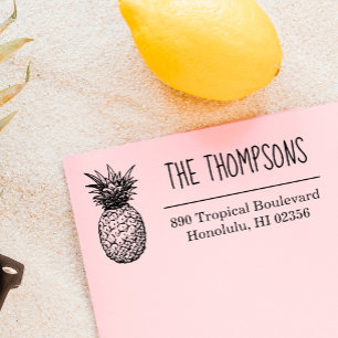 Cute Hand-dragen Returadressen Ananas Namn Självfärgande Stämpel