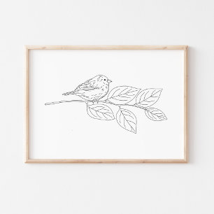 Cute Hand Drawn Bird Sketch Art. Poster