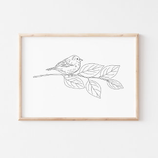 Cute Hand Drawn Bird Sketch Art. Poster